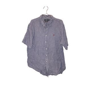Ralph Lauren Linen Striped Button Down Shirt - Size XL